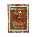 Personalized Gift Plaid Tartan Blanket Clan Peter With Moose Lover Xmas Gift Santa Riding Christmas Fleece Blanket