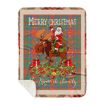 Personalized Gift Plaid Tartan Blanket Clan MacKintosh Ancient With Moose Lover Xmas Gift Santa Riding Plaid Christmas Sherpa Blanket