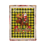 Personalized Gift Plaid Tartan Blanket Clan MacLeod of Lewis Modern With Moose Lover Xmas Gift Santa Riding Christmas Fleece Blanket