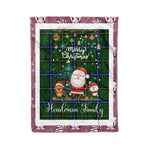 Personalized Gift Tartan Plaid Blanket Clan Henderson Modern With Funny Santa Snowman Reindeer Merry Christmas Fleece Blanket, Christmas Blanket, Plaid Blanket, Tartan Blanket,Scottish Blanket