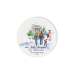 Scotstee Shop - Custom Name First Christmas Family of Three Brown Hair Boy Ceramic Ornament