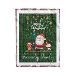Personalized Gift Tartan Plaid Blanket Clan Kennedy Hunting With Funny Santa Snowman Reindeer Merry Christmas Fleece Blanket, Home Living Room, Plaid Blanket, Tartan Blanket, Scottish Blanket, Buffalo fleece blanket, Christmas Blanket