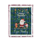 Personalized Gift Tartan Plaid Blanket Clan Lyon Hunting With Funny Santa Snowman Reindeer Merry Christmas Fleece Blanket, Home Living Room, Plaid Blanket, Tartan Blanket, Scottish Blanket, Buffalo fleece blanket, Christmas Blanket