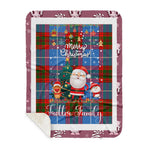 Personalized Gift Tartan Plaid Blanket Clan Trotter With Funny Santa Snowman Reindeer Merry Christmas Gift Sherpa Blanket, blue plaid sherpa blanket,blue tartan sherpa blanket,Buchan,buffalo plaid sherpa blanket,christmas sherpa blanket,Christmas Throw Blanket
