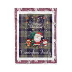 Personalized Gift Tartan Plaid Blanket Clan Cunningham Dress Blue With Funny Santa Snowman Reindeer Merry Christmas Fleece Blanket, Home Living Room, Plaid Blanket, Tartan Blanket, Scottish Blanket, Buffalo fleece blanket, Christmas Blanket