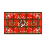 Doormat - Welcome Mat Scottish Clan Badge Darroch Tartan Door Mat, Plaid Doormat With Thistle and Two Lion Scottish