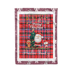 Personalized Gift Tartan Plaid Blanket Clan Preston With Funny Santa Snowman Reindeer Merry Christmas Fleece Blanket, Home Living Room, Plaid Blanket, Tartan Blanket, Scottish Blanket, Buffalo fleece blanket, Christmas Blanket-Recovered
