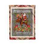 Personalized Gift Plaid Tartan Blanket Clan Burns With Moose Lover Xmas Gift Santa Riding Christmas Fleece Blanket