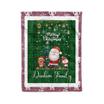 Personalized Gift Tartan Plaid Blanket Clan Dunbar Hunting With Funny Santa Snowman Reindeer Merry Christmas Fleece Blanket, Home Living Room, Plaid Blanket, Tartan Blanket, Scottish Blanket, Buffalo fleece blanket, Christmas Blanket