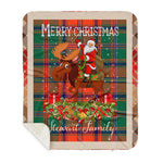 Personalized Gift Plaid Tartan Blanket Clan Stewart of Appin Ancient With Moose Lover Xmas Gift Santa Riding Buffalo Plaid Christmas Sherpa Blanket