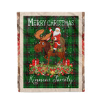 Personalized Gift Plaid Tartan Blanket Clan Kinnear With Moose Lover Xmas Gift Santa Riding Christmas Fleece Blanket