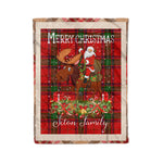 Personalized Gift Plaid Tartan Blanket Clan Seton With Moose Lover Xmas Gift Santa Riding Christmas Fleece Blanket