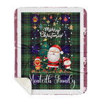 Personalized Gift Tartan Plaid Blanket Clan Monteith Modern With Funny Santa Snowman Reindeer Merry Christmas Gift Sherpa Blanket, blue plaid sherpa blanket,blue tartan sherpa blanket,Buchan,buffalo plaid sherpa blanket,christmas sherpa blanket,Christmas Throw Blanket