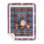 Personalized Gift Tartan Plaid Blanket Clan Anderson Modern With Funny Santa Snowman Reindeer Merry Christmas Gift Sherpa Blanket, blue plaid sherpa blanket,blue tartan sherpa blanket,Buchan,buffalo plaid sherpa blanket,christmas sherpa blanket,Christmas Throw Blanket