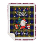 Personalized Gift Tartan Plaid Blanket Clan Muir With Funny Santa Snowman Reindeer Merry Christmas Gift Sherpa Blanket, blue plaid sherpa blanket,blue tartan sherpa blanket,Buchan,buffalo plaid sherpa blanket,christmas sherpa blanket,Christmas Throw Blanket