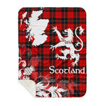 Sherpa Blanket - Tartan Blanket Thistle and Lion Scottish Clan Ramsay Red Plaid Blanket, plaid sherpa blanket queen,purple sherpa blanket,queen sherpa blanket,queen size sherpa blanket,red sherpa blanket,scottish tartan blankets,sherpa blanket,sherpa christmas blanket