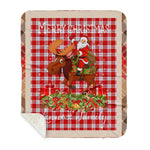 Personalized Gift Plaid Tartan Blanket Clan Lennox Dress With Moose Lover Xmas Gift Santa Riding Buffalo Plaid Christmas Sherpa Blanket