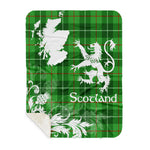 Scotstee Shop - Tartan Blanket Thistle and Lion Scottish Clan Galloway District Plaid Blanket - Sherpa Blanket