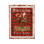 Personalized Gift Plaid Tartan Blanket Clan Prince of Rothesay With Moose Lover Xmas Gift Santa Riding Christmas Fleece Blanket
