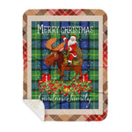 Personalized Gift Plaid Tartan Blanket Clan Gordon Old Ancient With Moose Lover Xmas Gift Santa Riding Buffalo Plaid Christmas Sherpa Blanket