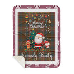 Personalized Gift Tartan Plaid Blanket Clan Kennedy Weathered With Funny Santa Snowman Reindeer Merry Christmas Gift Sherpa Blanket, blue plaid sherpa blanket,blue tartan sherpa blanket,Buchan,buffalo plaid sherpa blanket,christmas sherpa blanket,Christmas Throw Blanket