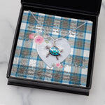 Sea Turtle Necklace Gift for My Beautiful Girlfriend Valentines Necklace Clan Stewart Muted Blue Tartan Blue Turtle Necklace