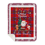 Personalized Gift Tartan Plaid Blanket Clan Leslie Modern With Funny Santa Snowman Reindeer Merry Christmas Gift Sherpa Blanket, blue plaid sherpa blanket,blue tartan sherpa blanket,Buchan,buffalo plaid sherpa blanket,christmas sherpa blanket,Christmas Throw Blanket