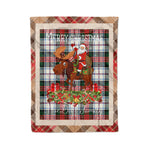 Personalized Gift Plaid Tartan Blanket Clan MacDuff Dress Modern With Moose Lover Xmas Gift Santa Riding Christmas Fleece Blanket