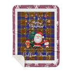 Personalized Gift Tartan Plaid Blanket Clan Balfour Modern With Funny Santa Snowman Reindeer Merry Christmas Gift Sherpa Blanket, blue plaid sherpa blanket,blue tartan sherpa blanket,Buchan,buffalo plaid sherpa blanket,christmas sherpa blanket,Christmas Throw Blanket