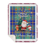 Personalized Gift Tartan Plaid Blanket Clan US Marine With Funny Santa Snowman Reindeer Merry Christmas Gift Sherpa Blanket, blue plaid sherpa blanket,blue tartan sherpa blanket,Buchan,buffalo plaid sherpa blanket,christmas sherpa blanket,Christmas Throw Blanket