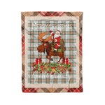 Personalized Gift Plaid Tartan Blanket Clan Grant of Achnarrow With Moose Lover Xmas Gift Santa Riding Christmas Fleece Blanket