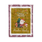 Personalized Gift Tartan Plaid Blanket Clan Houston With Funny Santa Snowman Reindeer Merry Christmas Fleece Blanket, Christmas Blanket, Plaid Blanket, Tartan Blanket,Scottish Blanket
