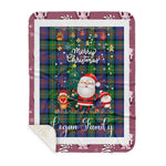 Personalized Gift Tartan Plaid Blanket Clan Logan Ancient With Funny Santa Snowman Reindeer Merry Christmas Gift Sherpa Blanket, blue plaid sherpa blanket,blue tartan sherpa blanket,Buchan,buffalo plaid sherpa blanket,christmas sherpa blanket,Christmas Throw Blanket