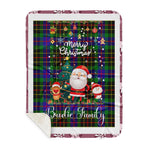 Personalized Gift Tartan Plaid Blanket Clan Brodie Hunting With Funny Santa Snowman Reindeer Merry Christmas Gift Sherpa Blanket, blue plaid sherpa blanket,blue tartan sherpa blanket,Buchan,buffalo plaid sherpa blanket,christmas sherpa blanket,Christmas Throw Blanket
