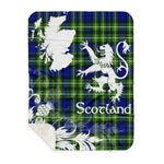 Sherpa Blanket - Tartan Blanket Thistle and Lion Scottish Clan Monteith Hunting Plaid Blanket, plaid sherpa blanket queen,purple sherpa blanket,queen sherpa blanket,queen size sherpa blanket,red sherpa blanket,scottish tartan blankets,sherpa blanket,sherpa christmas blanket