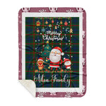 Personalized Gift Tartan Plaid Blanket Clan Aiton With Funny Santa Snowman Reindeer Merry Christmas Gift Sherpa Blanket, blue plaid sherpa blanket,blue tartan sherpa blanket,Buchan,buffalo plaid sherpa blanket,christmas sherpa blanket,Christmas Throw Blanket