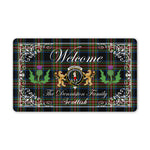 Doormat - Welcome Mat Scottish Clan Denniston Tartan Door Mat, Plaid Doormat With Thistle and Two Lion Scottish