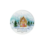 Scotstee Shop - Personalize Name Family Gingerbread Our First Christmas in our new home Ceramic Ornament, First Christmas In Our New Home Ornament