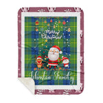 Personalized Gift Tartan Plaid Blanket Clan Johnston Ancient With Funny Santa Snowman Reindeer Merry Christmas Gift Sherpa Blanket, blue plaid sherpa blanket,blue tartan sherpa blanket,Buchan,buffalo plaid sherpa blanket,christmas sherpa blanket,Christmas Throw Blanket