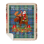 Personalized Gift Plaid Tartan Blanket Clan MacPhail With Moose Lover Xmas Gift Santa Riding Plaid Christmas Sherpa Blanket