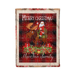 Personalized Gift Plaid Tartan Blanket Clan MacIver With Moose Lover Xmas Gift Santa Riding Christmas Fleece Blanket