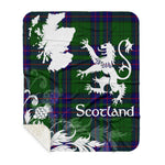 Scotstee Shop - Tartan Blanket Thistle and Lion Scottish Clan Lockhart Modern Plaid Blanket - Sherpa Blanket