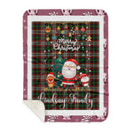 Personalized Gift Tartan Plaid Blanket Clan Lindsay Hunting With Funny Santa Snowman Reindeer Merry Christmas Gift Sherpa Blanket, blue plaid sherpa blanket,blue tartan sherpa blanket,Buchan,buffalo plaid sherpa blanket,christmas sherpa blanket,Christmas Throw Blanket