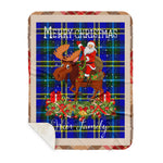 Personalized Gift Plaid Tartan Blanket Clan Weir Modern With Moose Lover Xmas Gift Santa Riding Buffalo Plaid Christmas Sherpa Blanket