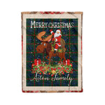 Personalized Gift Plaid Tartan Blanket Clan Aiton With Moose Lover Xmas Gift Santa Riding Christmas Fleece Blanket
