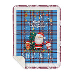 Personalized Gift Tartan Plaid Blanket Clan Elliot Ancient With Funny Santa Snowman Reindeer Merry Christmas Gift Sherpa Blanket, blue plaid sherpa blanket,blue tartan sherpa blanket,Buchan,buffalo plaid sherpa blanket,christmas sherpa blanket,Christmas Throw Blanket