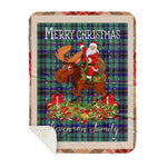 Personalized Gift Plaid Tartan Blanket Clan Stevenson With Moose Lover Xmas Gift Santa Riding Buffalo Plaid Christmas Sherpa Blanket