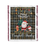Personalized Gift Tartan Plaid Blanket Clan Campbell Argyll Weathered With Funny Santa Snowman Reindeer Merry Christmas Fleece Blanket, Home Living Room, Plaid Blanket, Tartan Blanket, Scottish Blanket, Buffalo fleece blanket, Christmas Blanket