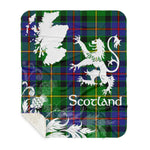 Sherpa Blanket - Tartan Blanket Thistle and Lion Scottish Clan Tait Plaid Blanket, plaid sherpa blanket queen,purple sherpa blanket,queen sherpa blanket,queen size sherpa blanket,red sherpa blanket,scottish tartan blankets,sherpa blanket,sherpa christmas blanket