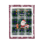 Personalized Gift Tartan Plaid Blanket Clan Blackwatch Dress Modern With Funny Santa Snowman Reindeer Merry Christmas Fleece Blanket, Home Living Room, Plaid Blanket, Tartan Blanket, Scottish Blanket, Buffalo fleece blanket, Christmas Blanket